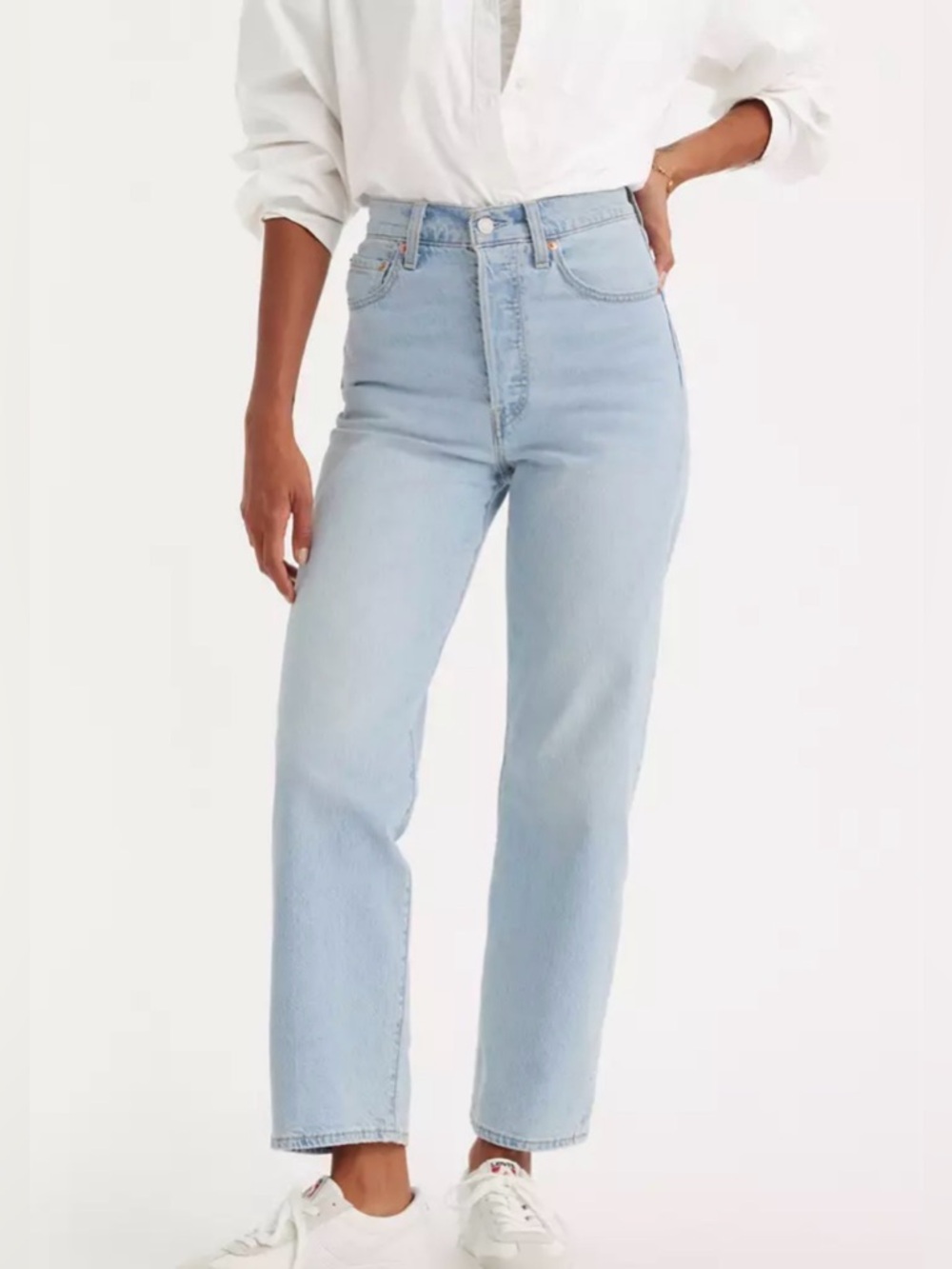 Levi’s Ribcage Straight Ankle Jeans Size 28 Light Wash Button Fly High Waist